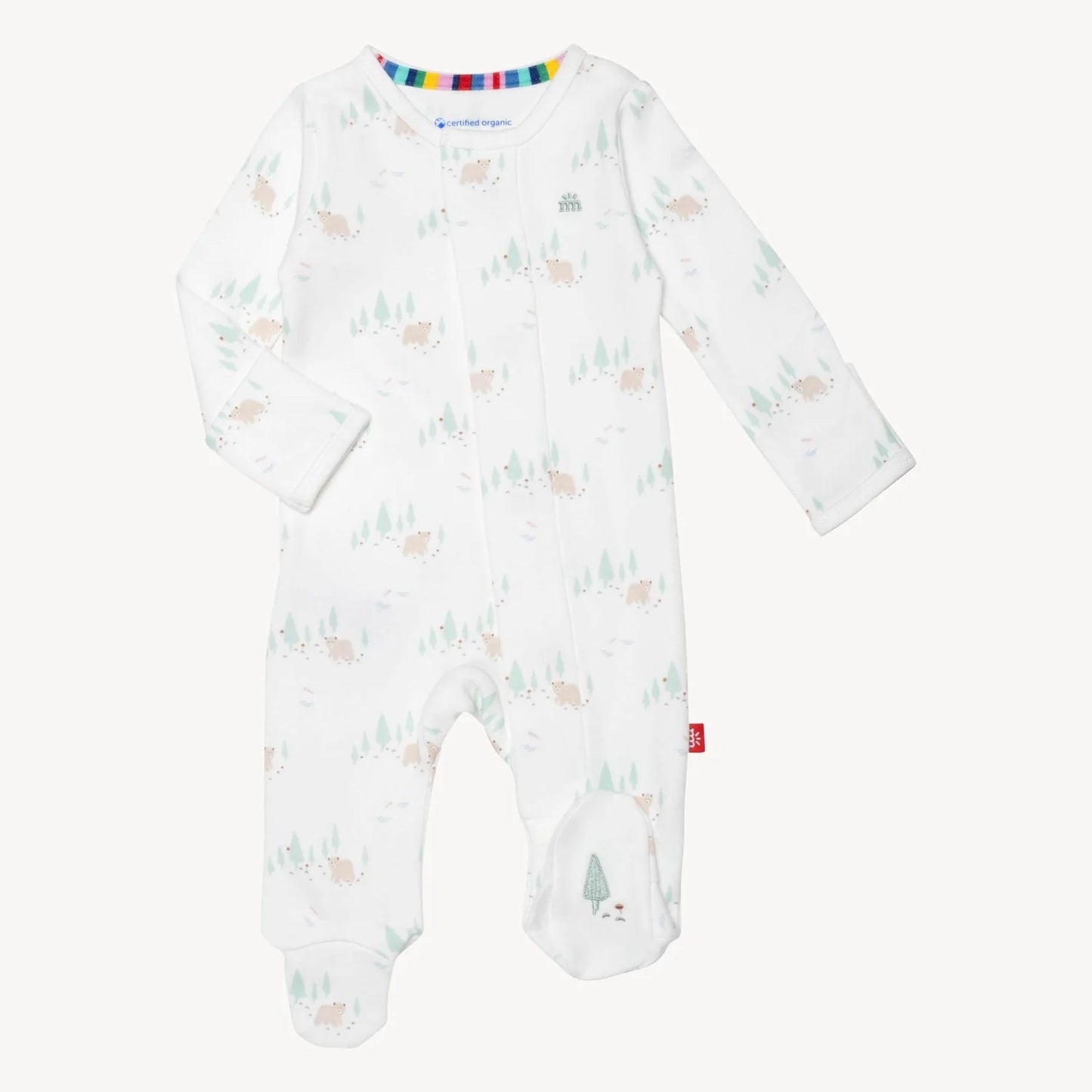 babe in the woods-organic cotton magnetic footie