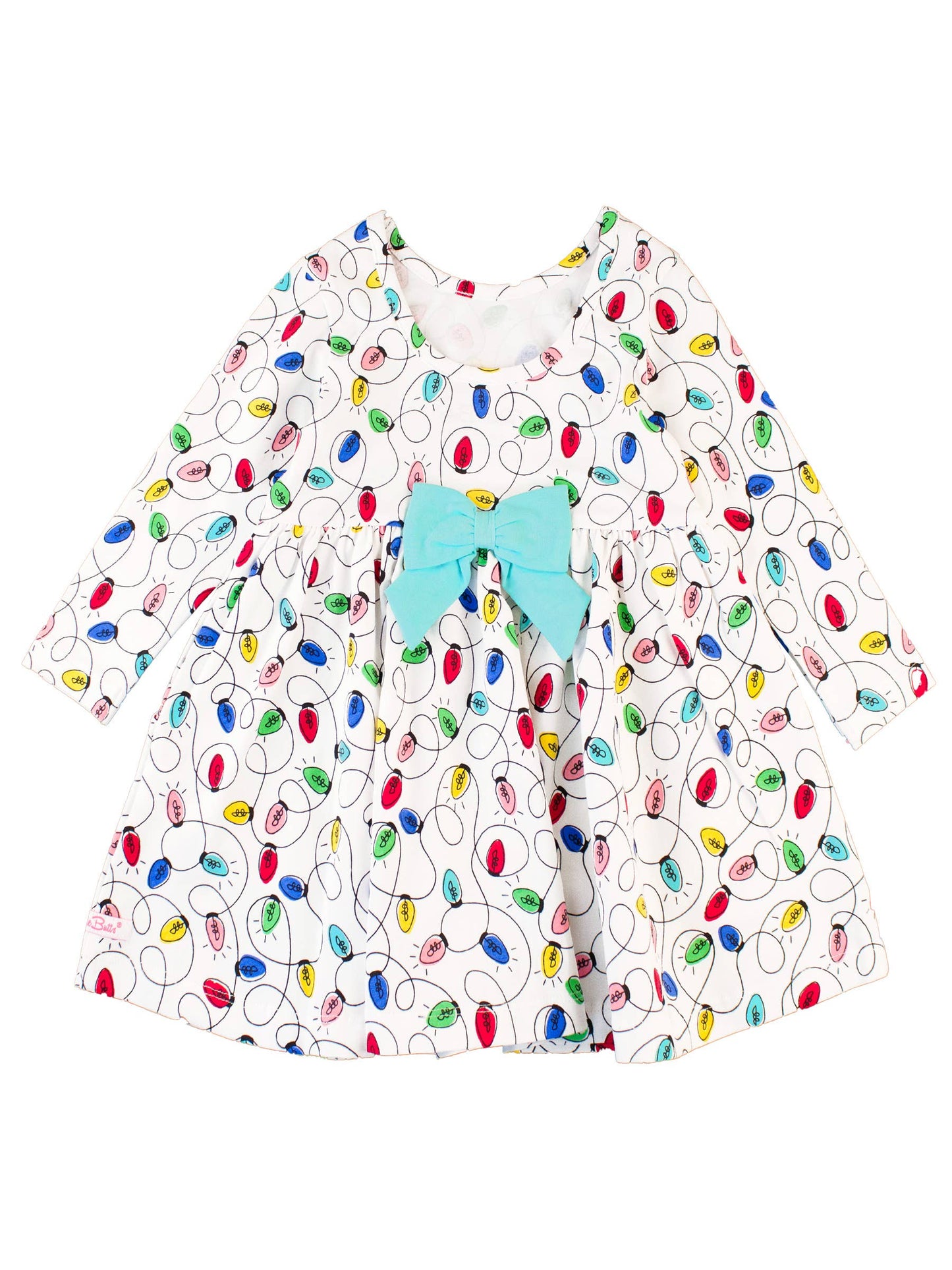 Girls Holiday Lights Knit Long Sleeve Twirl Dress