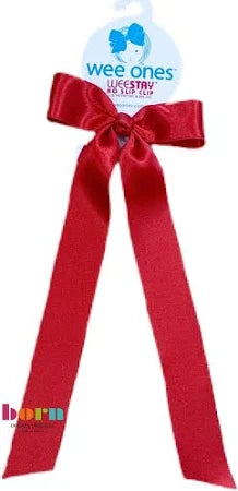 Mini French Satin Hair Bowtie with Knot Wrap and Streamer Tails