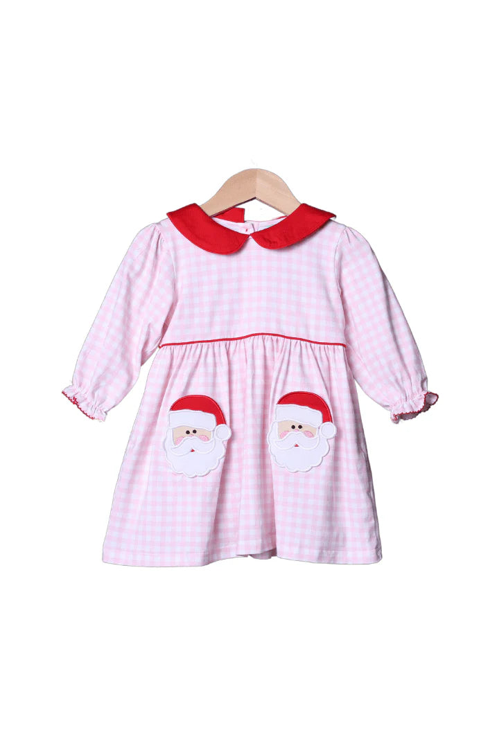 Pink Gingham Knit Santa Dress