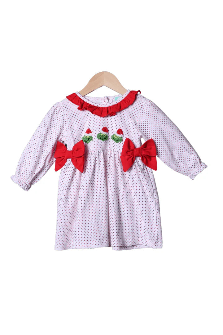 French Knot Grouch Red Bitty Dot Dress