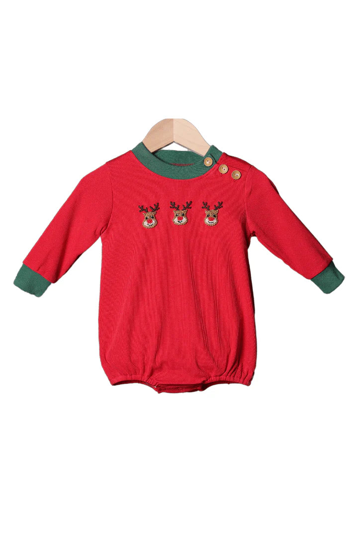 French Knot Reindeer Red Cardigan Bubble