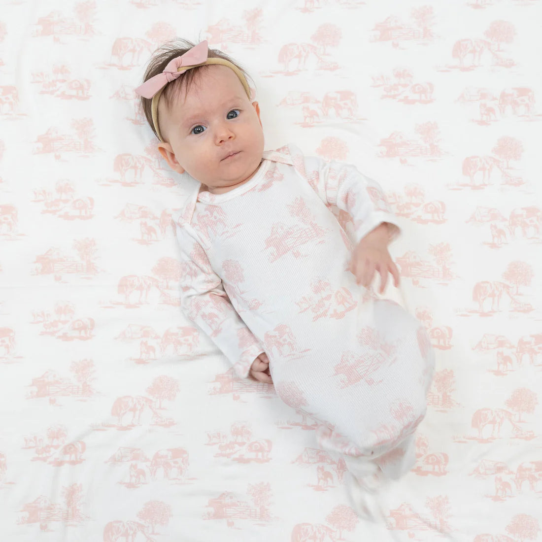 Farm Toile Baby Gown