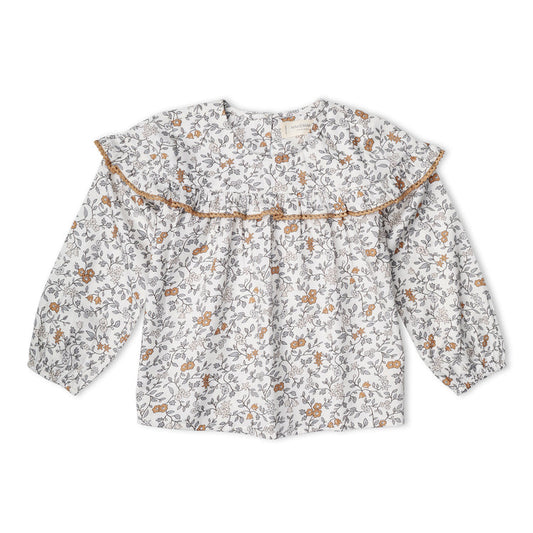 Organic Ruffle Cotton Blouse - Ivy
