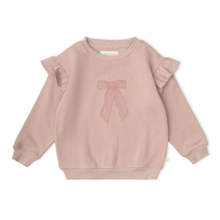 Organic Fleece Ruffle Sleeve Sweatshirt - Bow