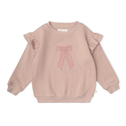 Organic Fleece Ruffle Sleeve Sweatshirt - Bow