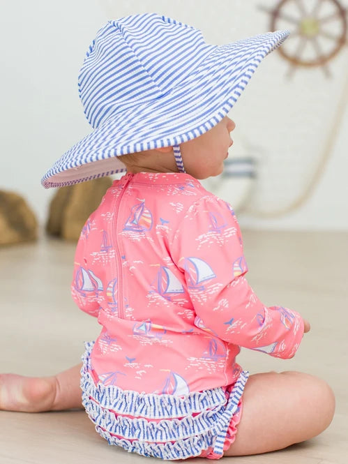 Pink Seas the Day Long Sleeve One Piece Rash Guard