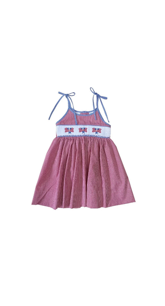 Joice Flag Smocked Spaghetti Strap Dress