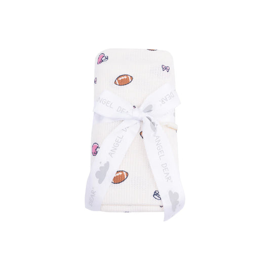 Footballs and Bows  Swaddle Blanket