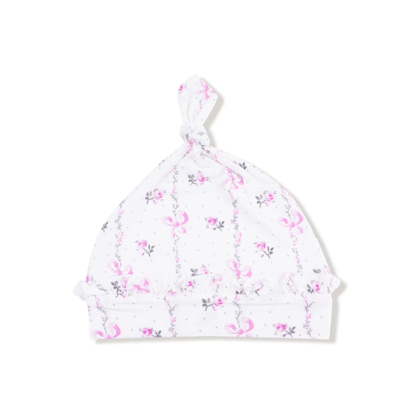 Dainty Buds and Bows Stripe - Ruffle Knotted Hat