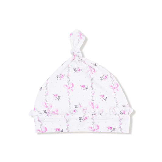 Dainty Buds and Bows Stripe - Ruffle Knotted Hat