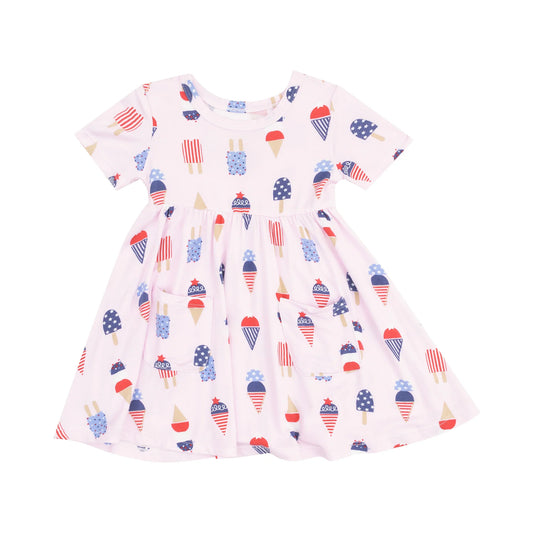 Short Sleeve Twirly Dress - American Ice Cream