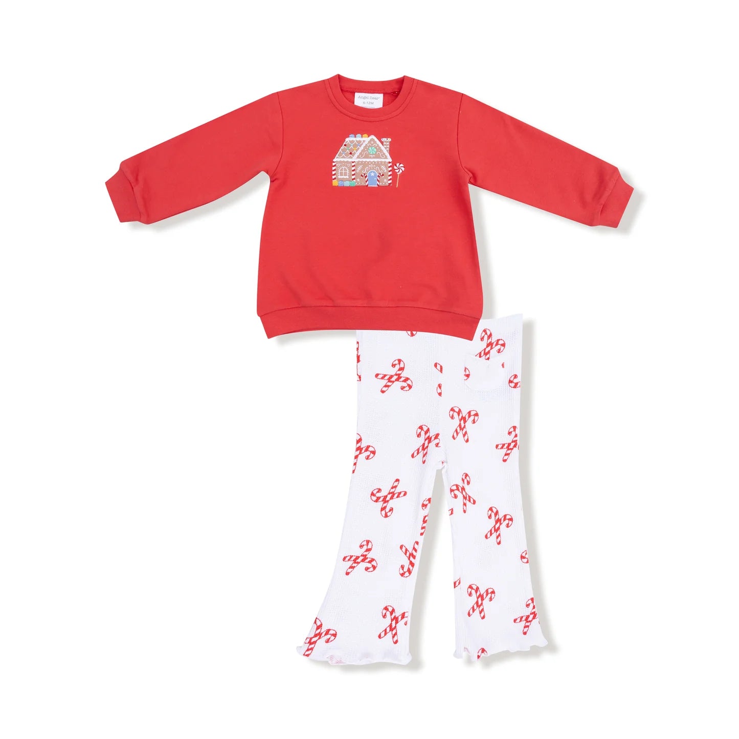 Candy Canes  Puffy Long Sleeve Oversized Sweatshirt + Flared Pant