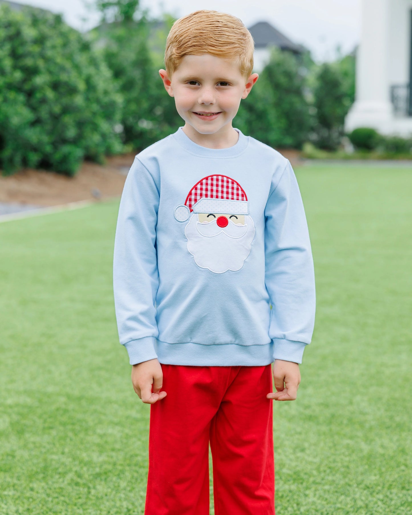 French Terry Pullover- Santa Light Blue