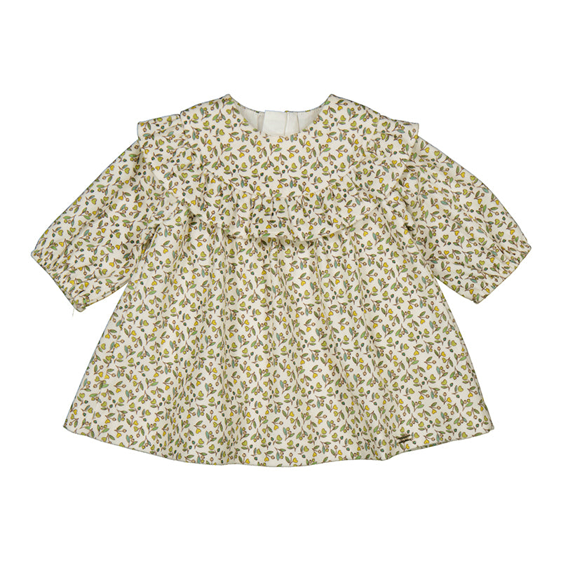 Printed Velvet Dress- Olive Green