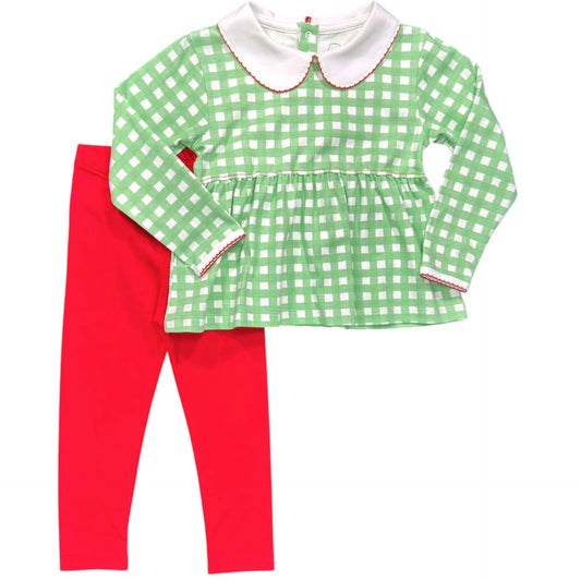 Play Shirt and Leggings- Green Gingham