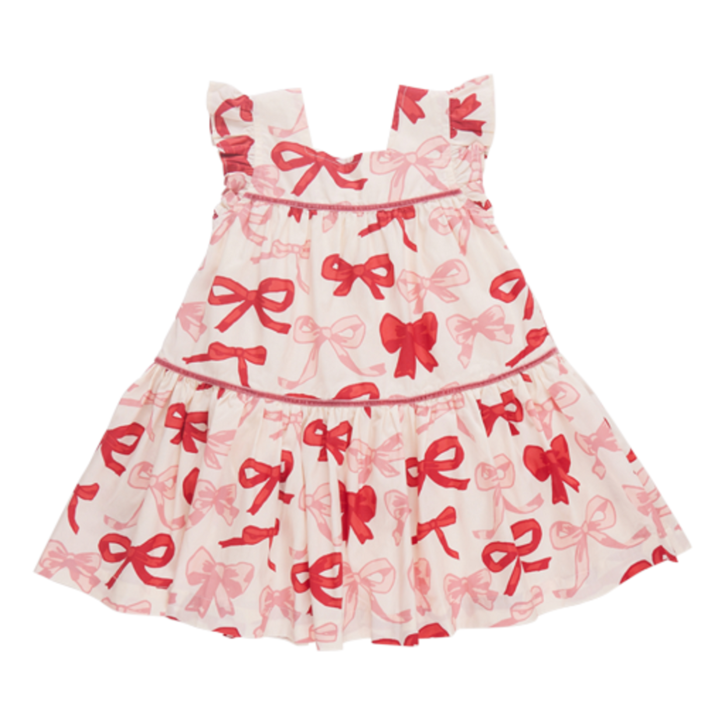 Pink Chicken girls camelia dress - valentines bows