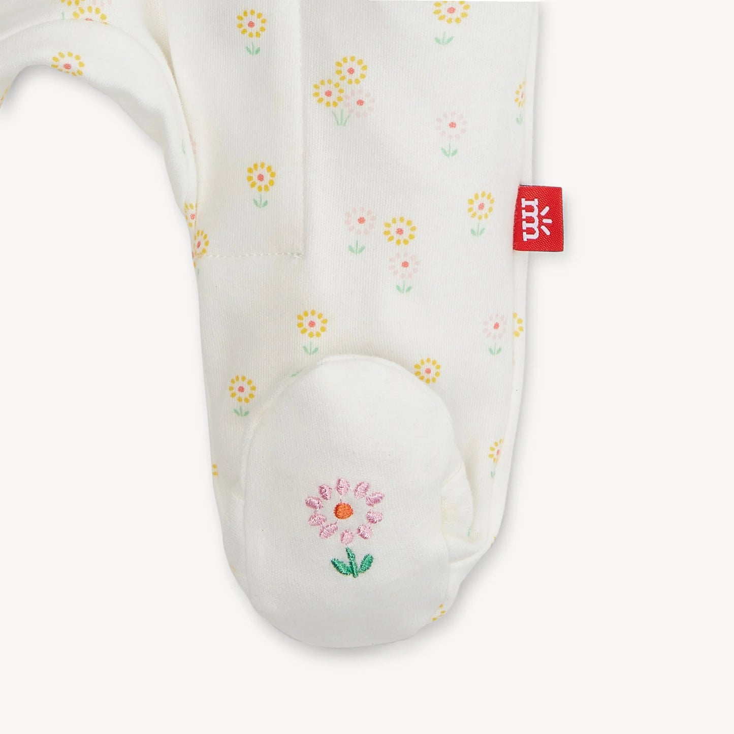 evangeline organic cotton magnetic parent favorite footie with ruffle