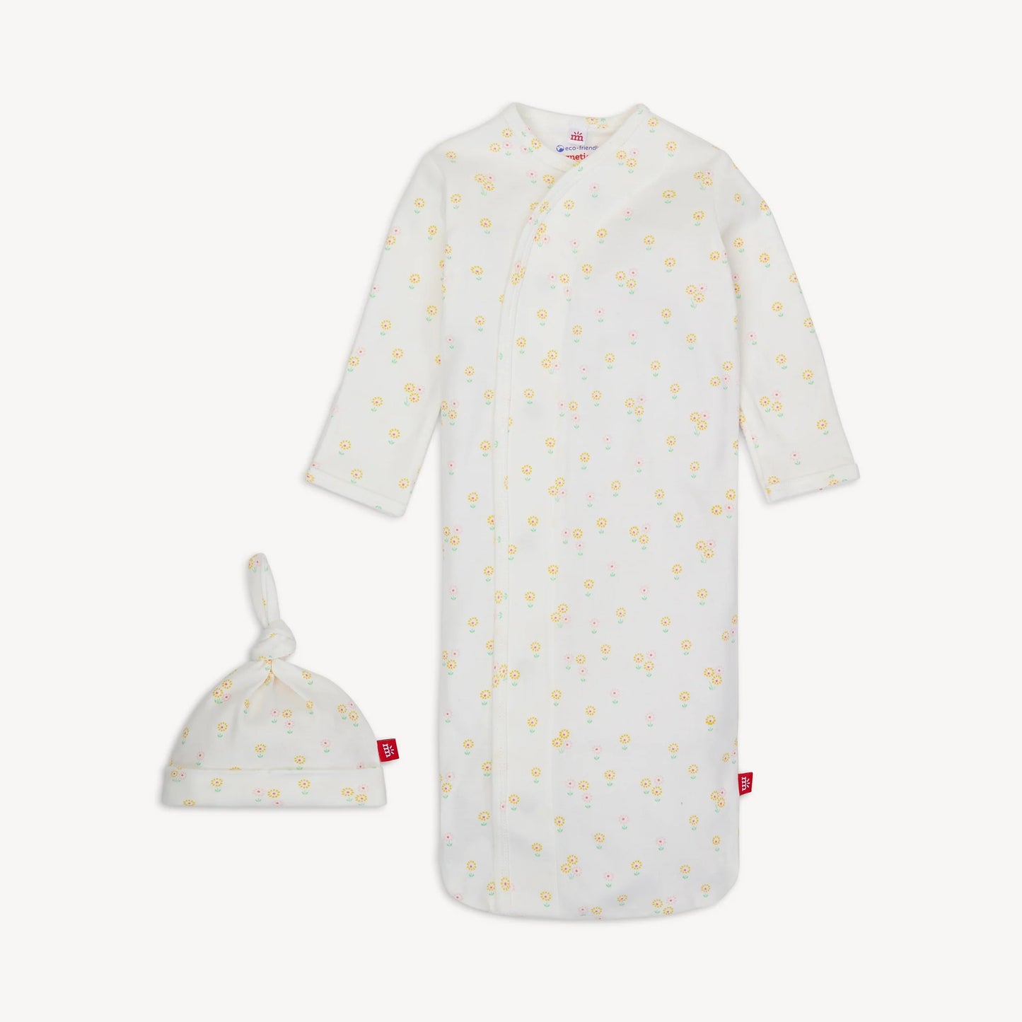 evangeline organic cotton magnetic cozy sleeper gown + hat set