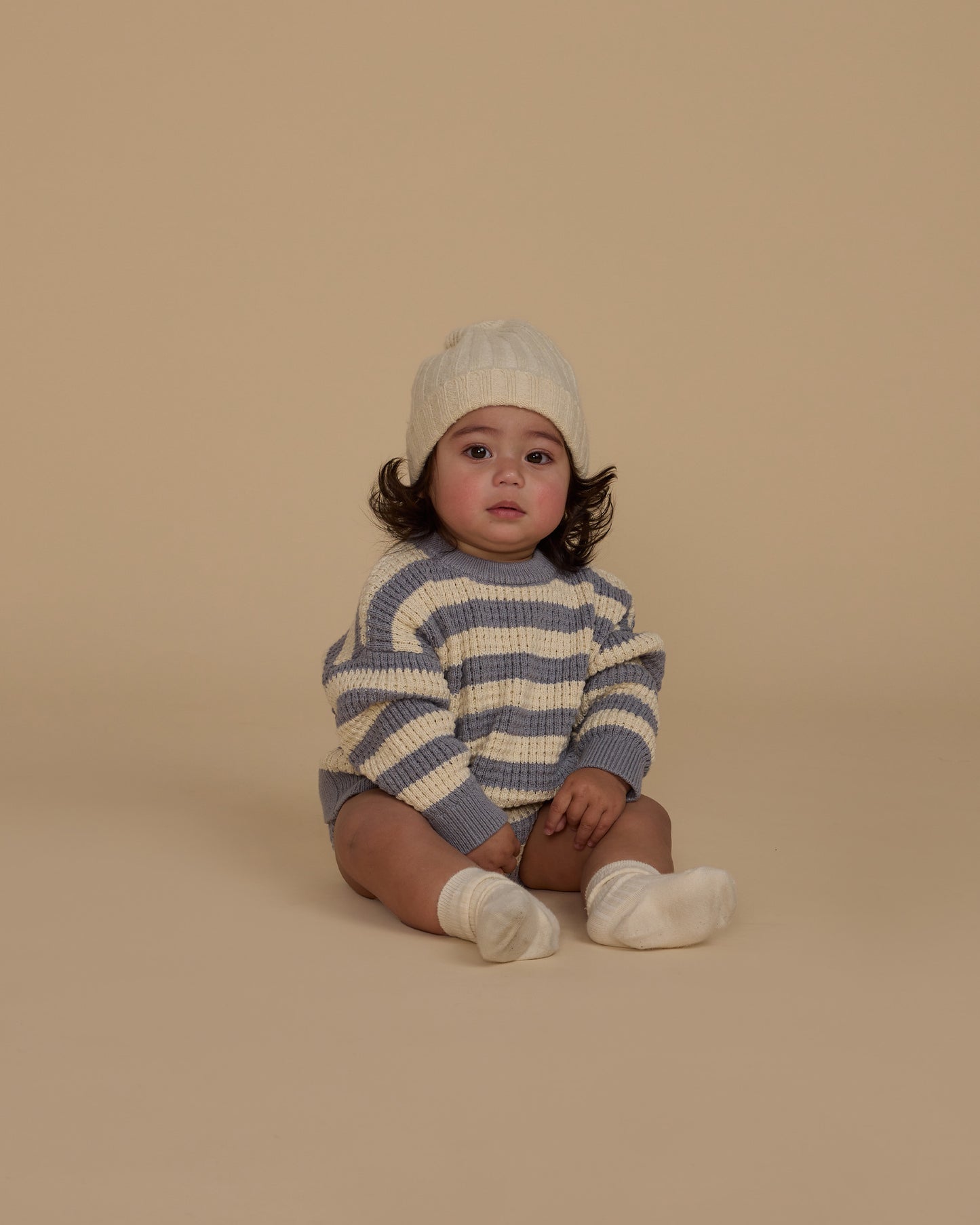 Aspen Sweater- Dusty Blue Stripe