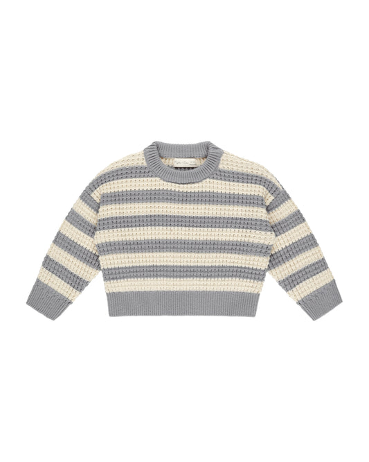 Aspen Sweater- Dusty Blue Stripe