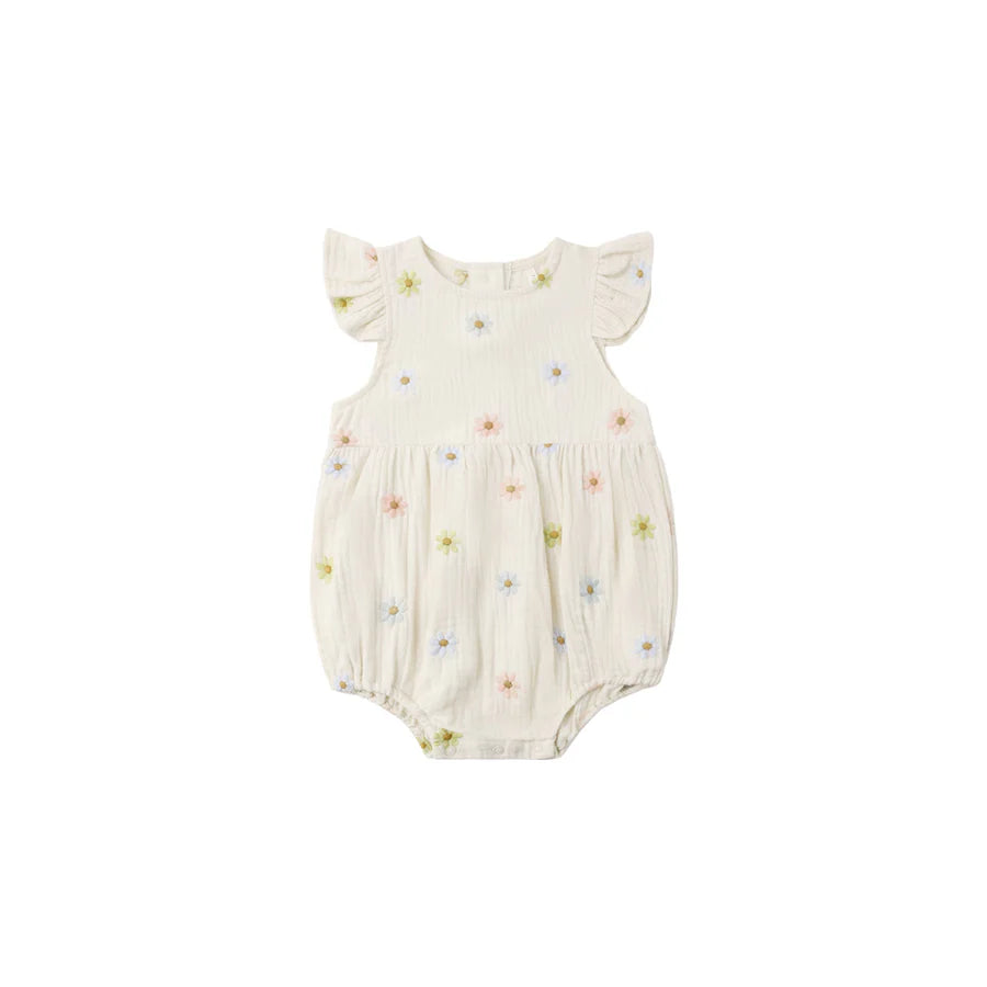 Amelia Romper - Embroidered Daisies