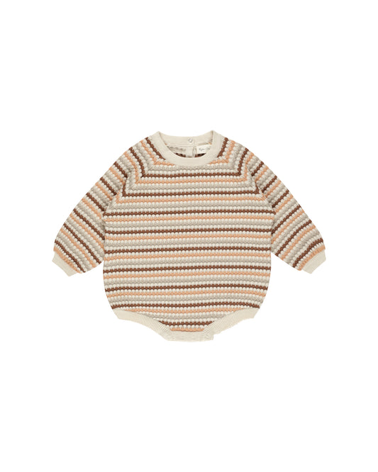 Crewneck Romper- Honeycomb Stripe