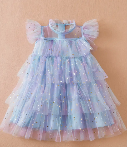 Sequin Tulle Party Dress- Blue