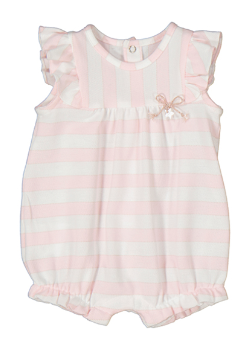 Pink and White Striped Romper