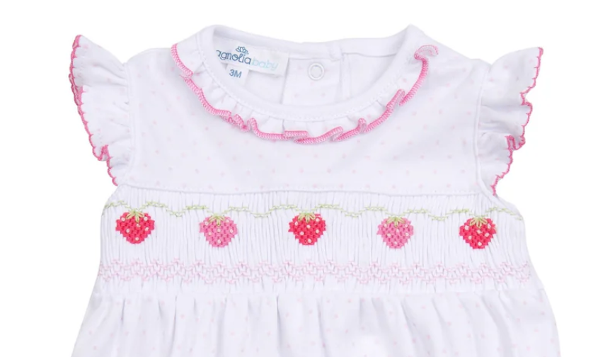 Strawberry Patch Smocked Flutters Playsuit