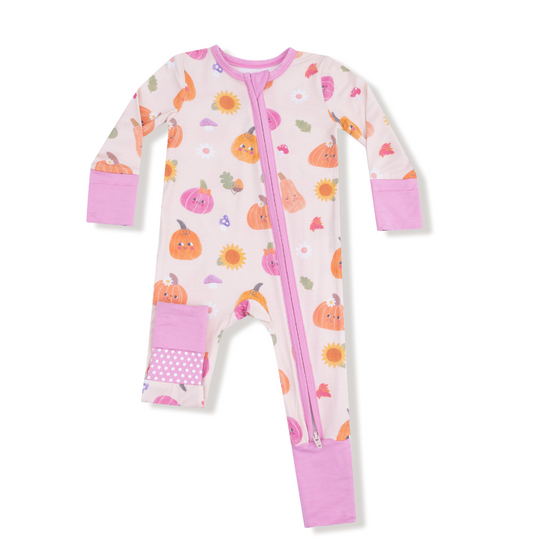 Autumn Pumpkins - Pink - 2 Way Zipper Romper