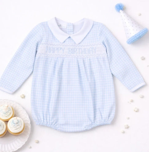 birthday classics smocked collar bubble
