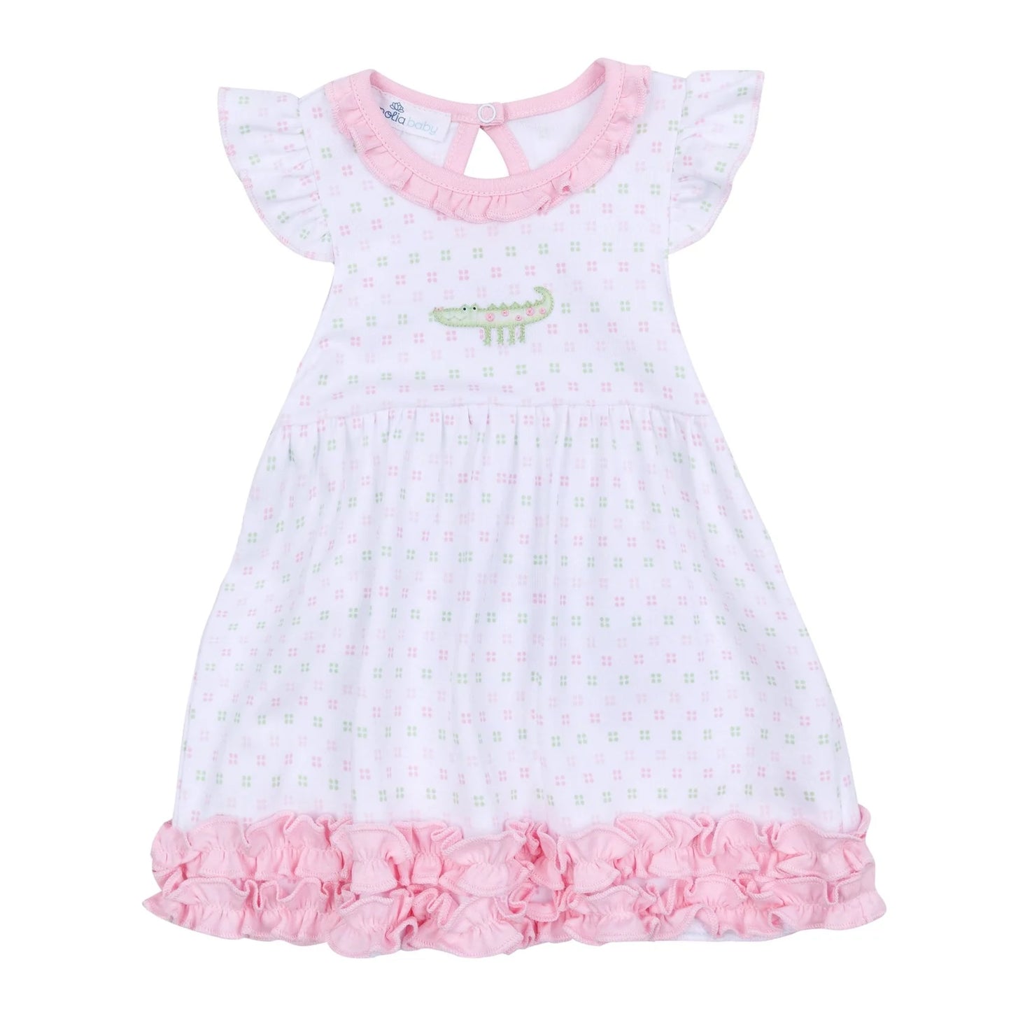 Alligator Pie Embroidered Dress - Pink