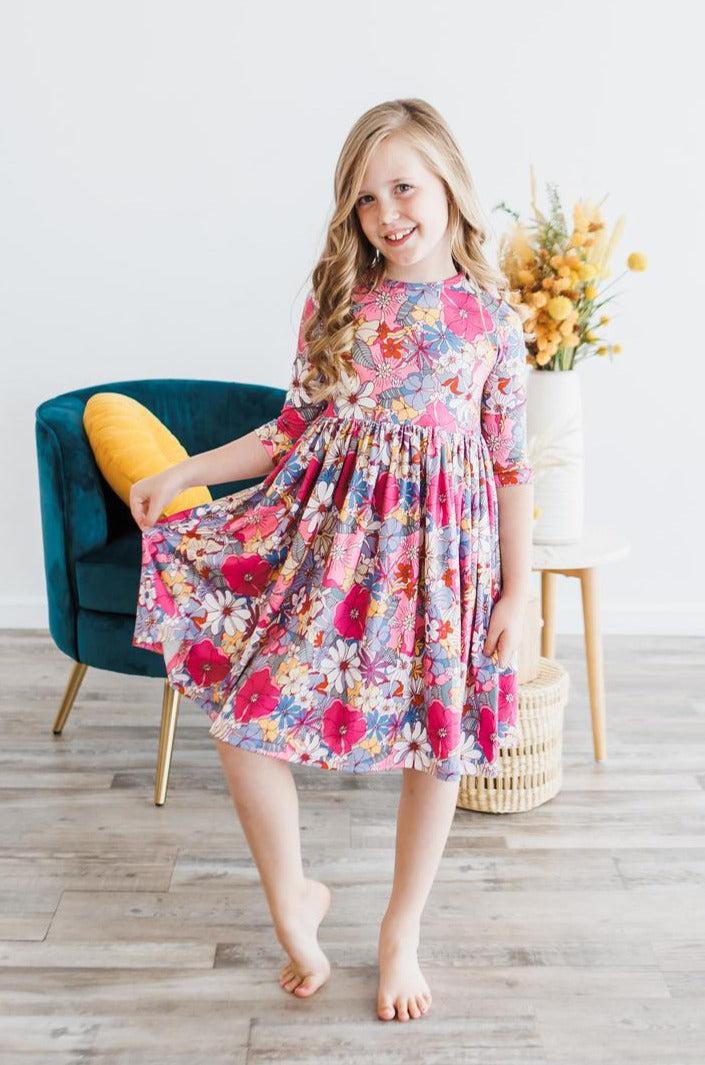 Mauve What's Up Buttercup 3/4 Sleeve Pocket Twirl