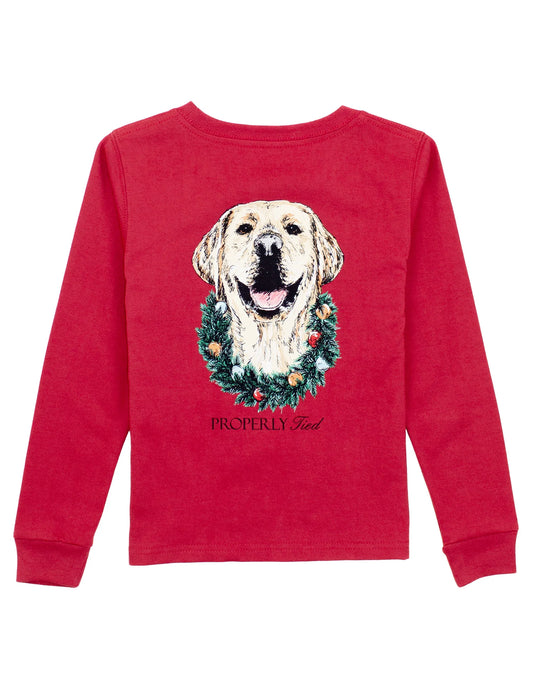 Boys Deck The Paws LS Cabernet