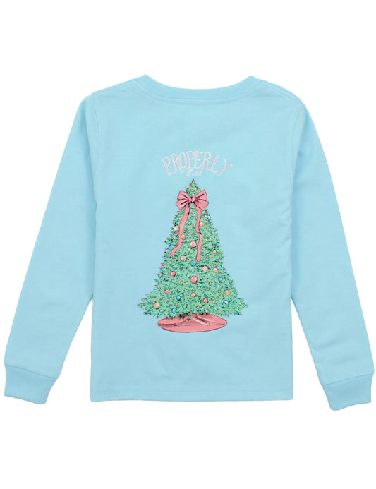 Girls Merry And Bright LS Powder Blue